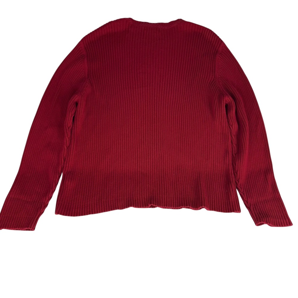 Eddie Bauer‎ Mens Red Ribbed Crewneck Long Sleeve Cotton Sweater XXL Holiday - Picture 2 of 6